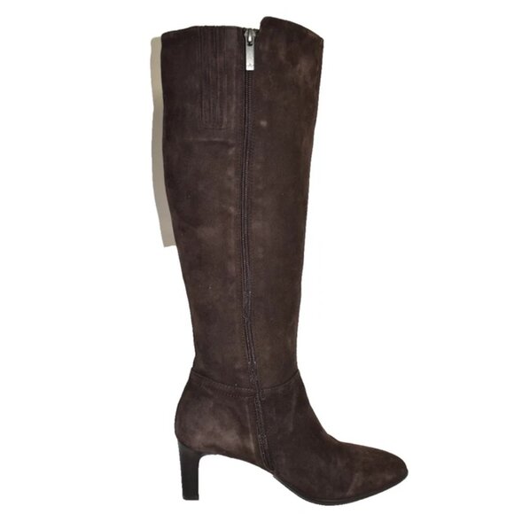 New! Aquatalia 10 Delina Weatherproof Suede Knee-High Boots Brown DD500 Rhumba - Picture 3 of 5